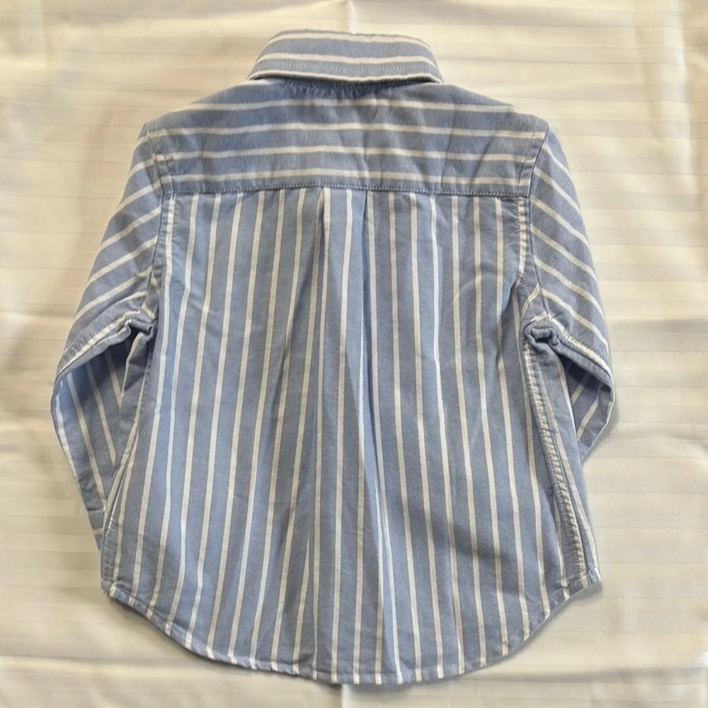 Ralph Lauren Blue and White Striped Button Down Shirt Baby